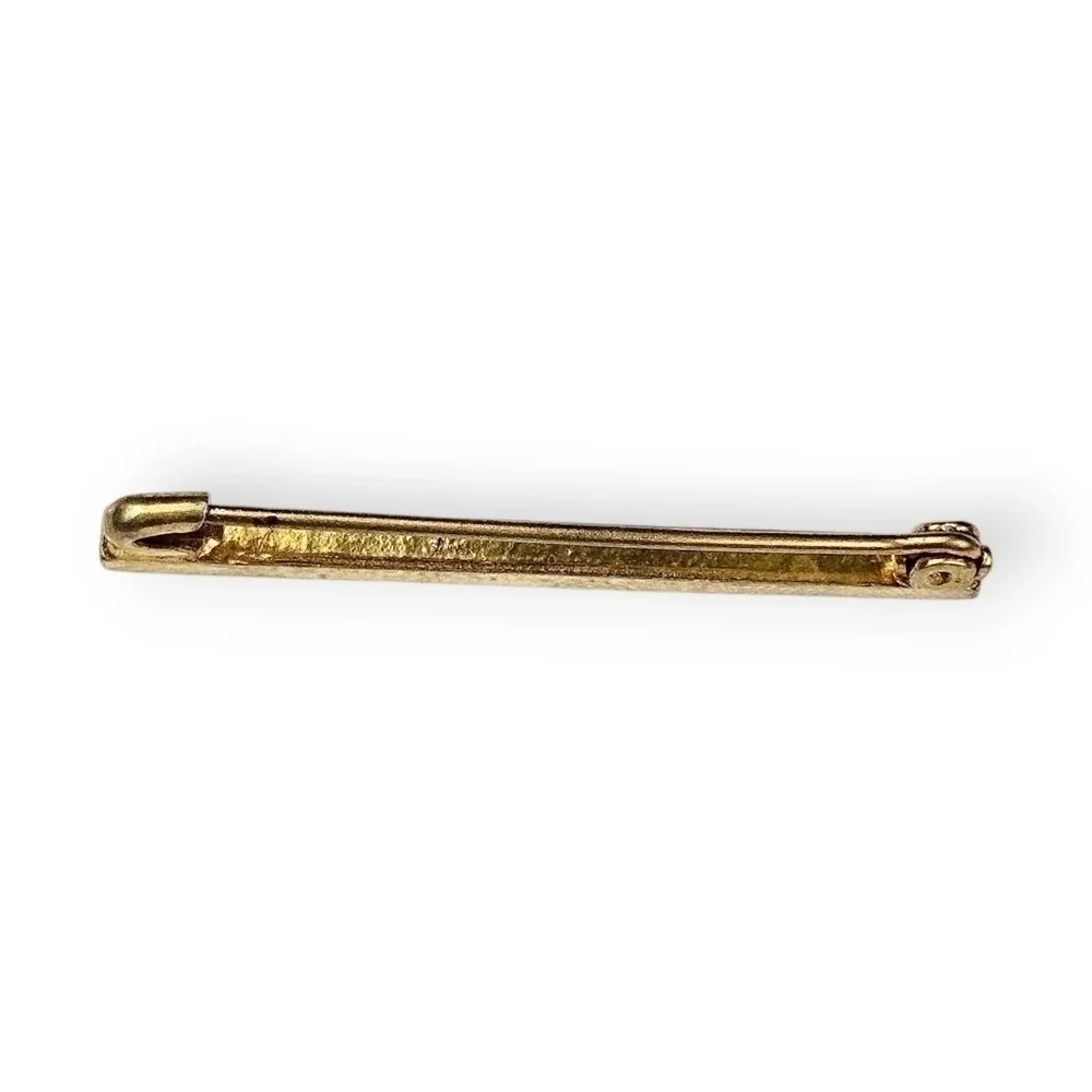 Antique Art Deco Bar Brooch Darkest Red White Enamel Stripe Gold Plate 1910s 20s